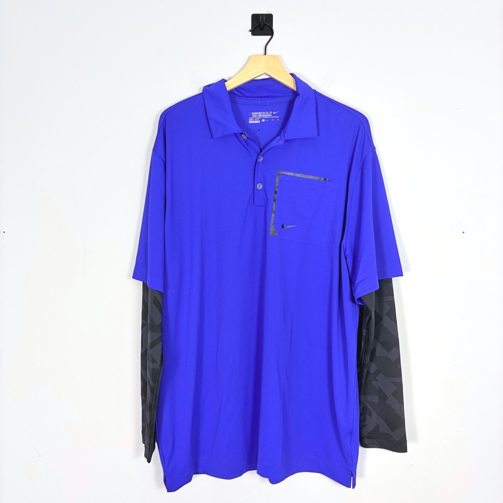 Nike Golf Tour Performance Polo‎ Shirt Mens Size XL Dri-FIT Layered Look Stretch